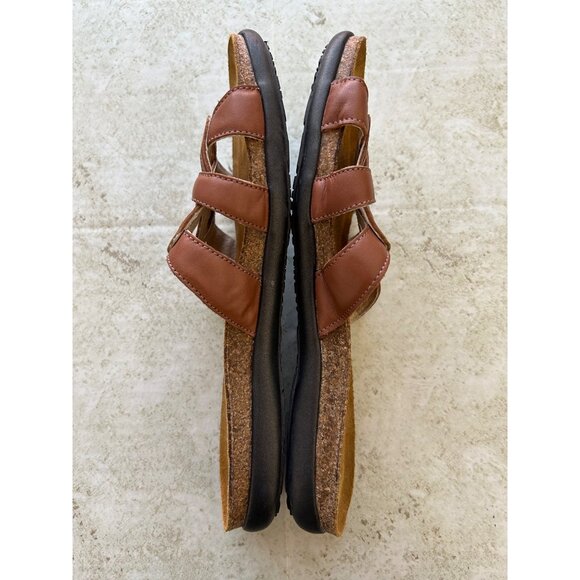 Naot Womens Sz 40 Leather Sandals Brown Slide Comfort Footbed - Picture 6 of 9